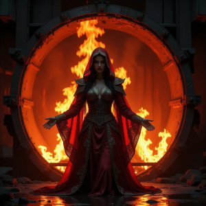 Beautiful woman  inside the burning furnace.jpg