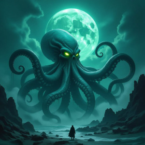 Giant kraken rises from Devil's sea under green moon.jpg