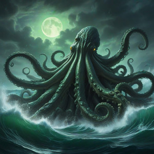 Giant kraken rises from Devil's sea under green moon - MXL.jpg