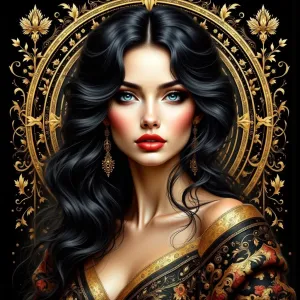 Art Deco lady with gold details.webp