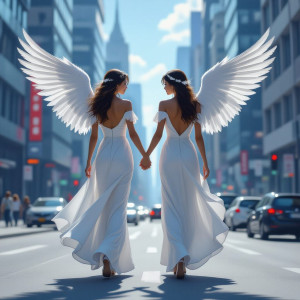 Two beautiful female angels of love in modern city - H11.jpg