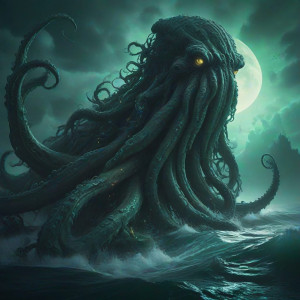 Giant kraken rises from Devil's sea under green moon - J9.jpg