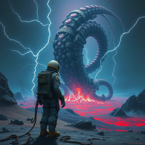 A lone astronaut gazes up at a colossal biomechanical kraken - FS.jpg
