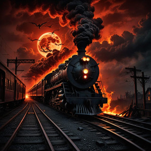 Death train on railway to Hell under blood moon - DXL.jpg