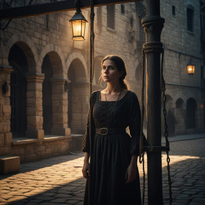 A medieval woman stands inside the castle.jpg