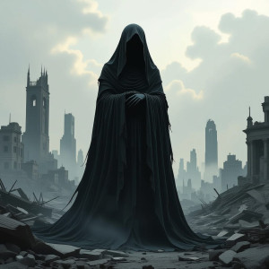 Face of the Goddess of Disaster over the cursed city.jpg