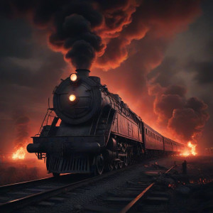 Death train on railway to Hell under blood moon - J9.jpg