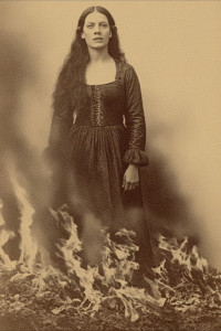 Beautiful medieval woman stands on the burning scaffold - 3.jpg