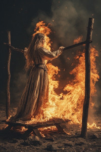 Beautiful medieval woman stands on the burning scaffold - 9.jpg