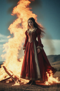 Beautiful medieval woman stands on the burning scaffold - 10.jpg