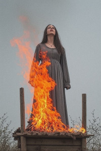 Beautiful medieval woman stands on the burning scaffold - 17.jpg