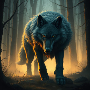 Giant Gevaudan wolf in Languedoc forest.jpg