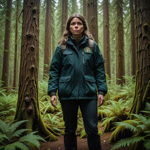 Beautiful female cryptozoologist in Oregon forest.jpg