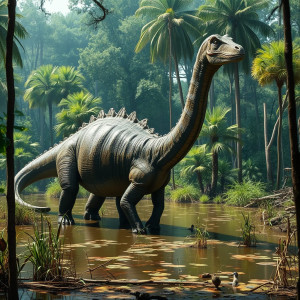 Giant Diplodocus stands in the swamp in Jurassic park.jpg