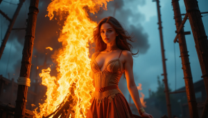 Beautiful woman engulfed in roaring flame on a burning scaffold - PL.png