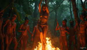 Дикари сжигают голую  пленницу.jpg