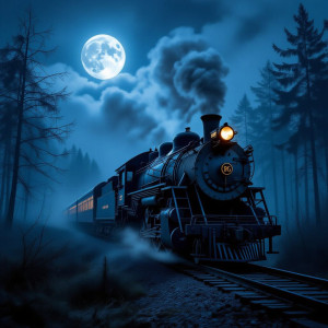 Decaying abandoned train in misty haunted forest.jpg