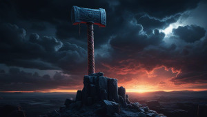 Giant hammer of Thor in the sky under Black Sun - RV5.jpg