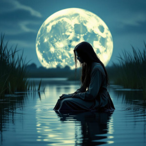 Bog woman in Irish swamp under full round moon.jpg