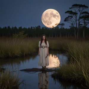 Bog woman in Irish swamp under full round moon - RV5.jpg