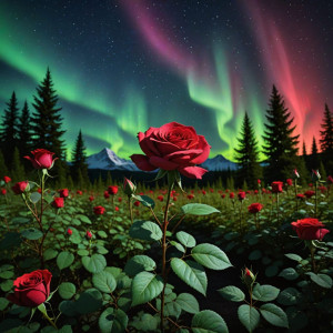 Red rose in magical garden under aurora borealis.jpg