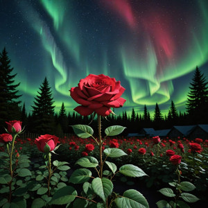 Giant red rose in magical garden under aurora borealis.jpg