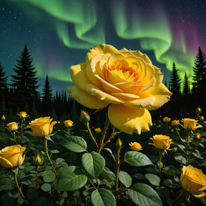 Giant yellow rose in magical garden under aurora borealis.jpg