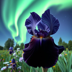 Giant black iris flower in magical garden.jpg
