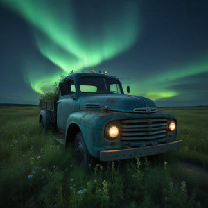 A forgotten, derelict truck rests in a field - JХ.jpg