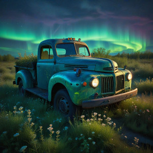 A single, rusted truck is half-buried amongst the mechanical flora - ВXL.jpg
