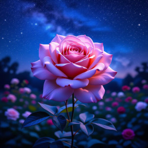 Beautiful giant rose in magical garden under starry night sky.jpg