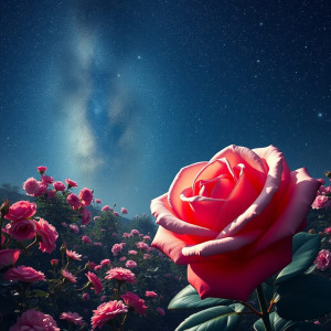 Beautiful giant rose in magical garden under starry night sky - FS.jpg