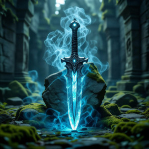 A lone, intricately carved spearhead.jpg