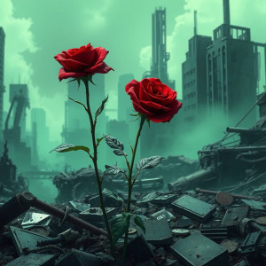 A single, perfect crimson rose blooming defiantly.jpg