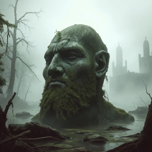 A lone, colossal stone head - JFL.jpg