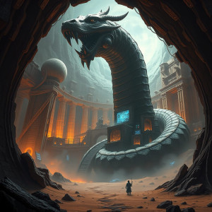 An ancient, colossal serpent statue.jpg