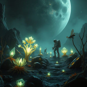 A lone astronaut discovers a hidden garden on a desolate alien moon.jpg