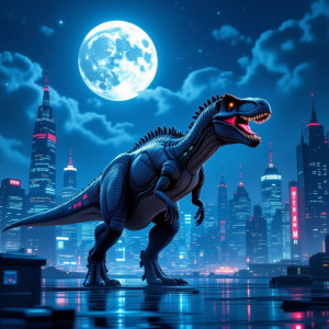 Cyberpunk dinosaur in futuristic city under full moon.jpg