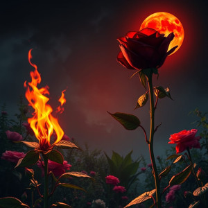 Burning giant black rose in magical garden - FS.jpg