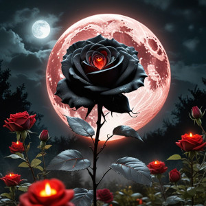 Burning giant black rose in magical garden - FXL.jpg
