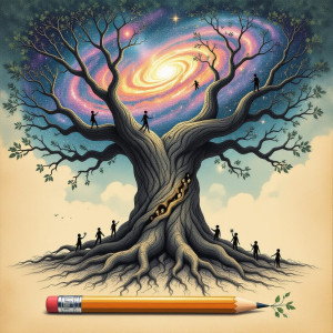 A colossal, ancient tree made entirely of graphite and wood.jpg