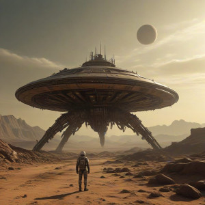 A lone astronaut, clad in a weathered steampunk spacesuit.jpg