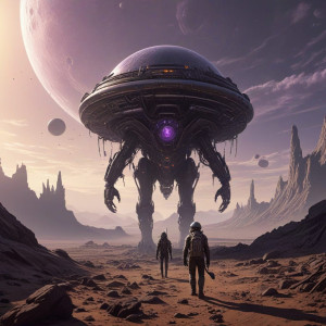 A lone astronaut, clad in a weathered steampunk spacesuit - R5.jpg