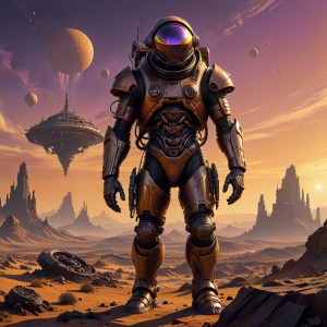 A lone astronaut, clad in a weathered steampunk spacesuit - АХ.jpg