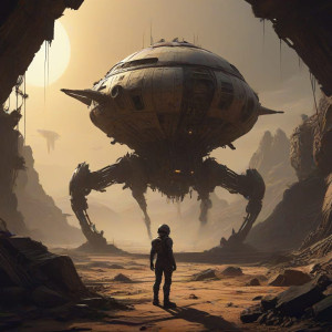 A lone astronaut, clad in a weathered steampunk spacesuit - О9.jpg