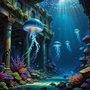 A vibrant coral reef teeming with bioluminescent life - RV4.jpg