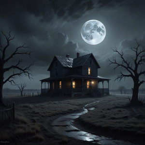 Haunted farmhouse in Texas under full round moon - ВXL.jpg