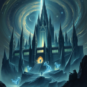 A colossal, ancient castle made of obsidian and starlight.jpg