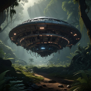UFO in African jungle under full round moon - FXL.jpg