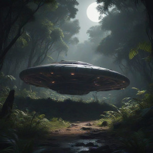 UFO in African jungle under full round moon - J9.jpg